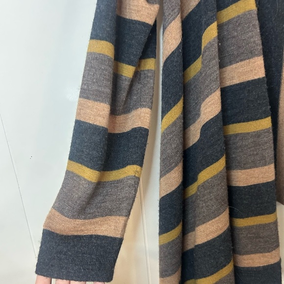 Cynthia Rowley, size L/XL 100% merino wool Brown Striped Open Front Cardigan - Picture 2 of 5